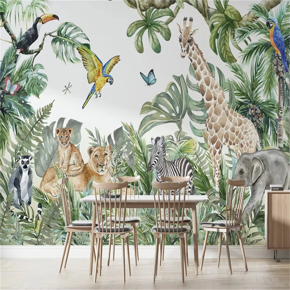 papel-de-parede-personalizado-com-linhas-pretas-e-brancas-da-floresta-europeia-mural-3d-com-animais-da-floresta-tropical-para-sala-de-jantar-no-sudeste-asiatico