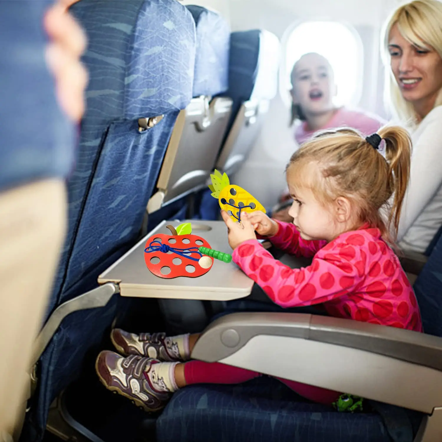 مجموعة أنشطة المهارات الحركية الدقيقة، 4 عبوات من ألعاب خيوط الفاكهة الخشبية للأطفال 3-5 - لعبة التعلم والسفر من مونتيسوري