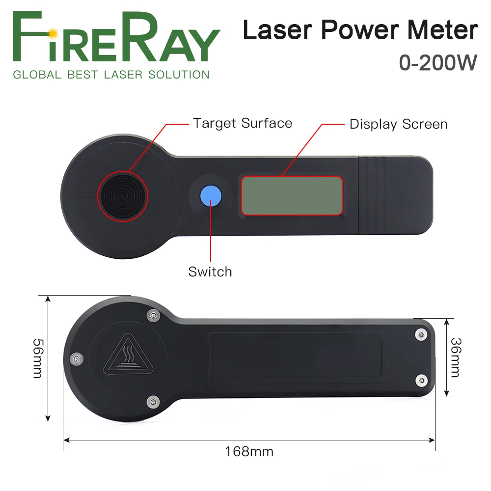 Fireray-ポータブルパワーメーター,CO2レーザーチューブ,切断機,高精度,0〜200W, HLP-200B