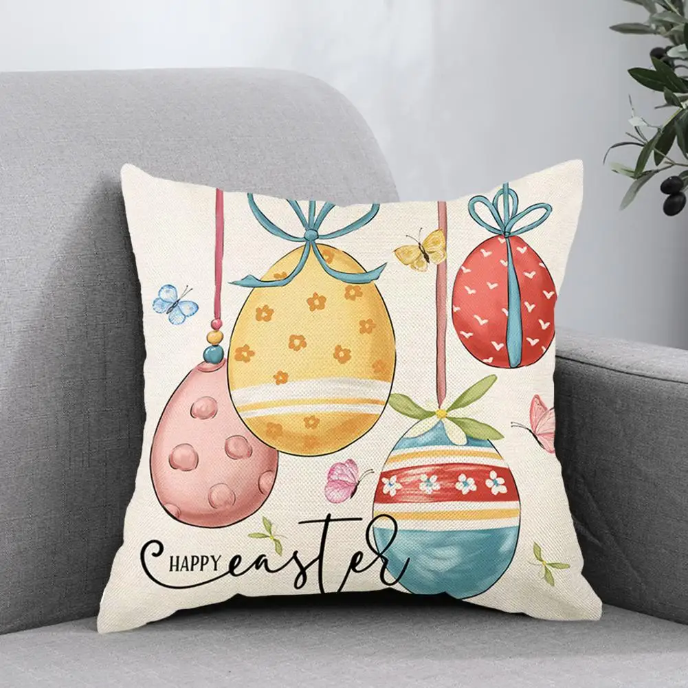 45cm Easter Bunny Eggs Pattern Pillowcase Linen Pillow Covers Rabbit Easter Decoration Party Favors For Home Sofa Cushion Cover