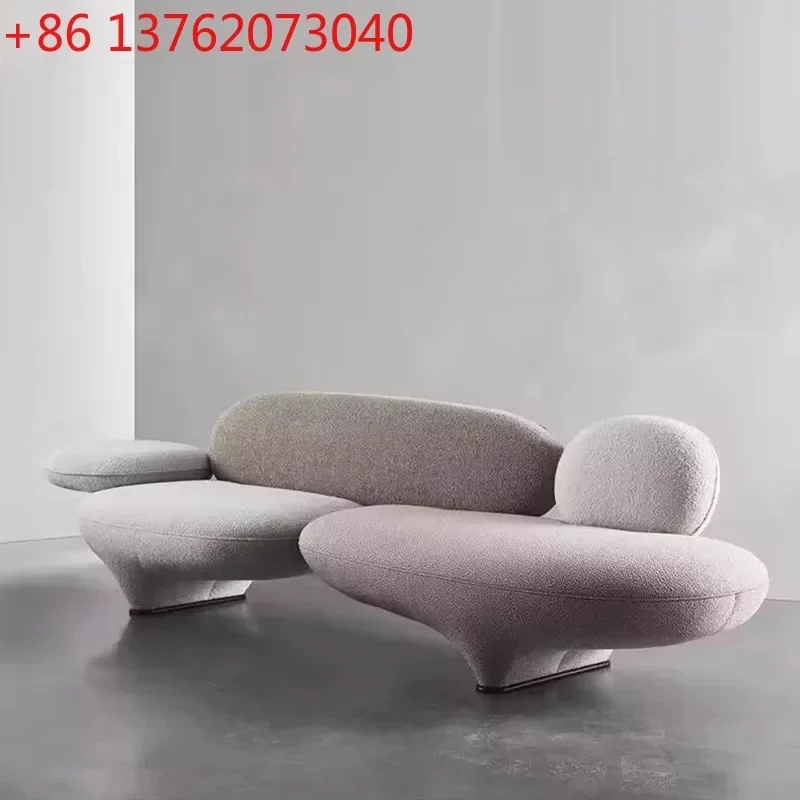 Italian minimalist pebble sofa designer living room straight-line UFO fabric sofa