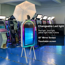 Oval Touch Screen Magic Mirror Photo Booth for Wedding Parties Mini Computer Printer & DSLR Camera Flight Case Packed