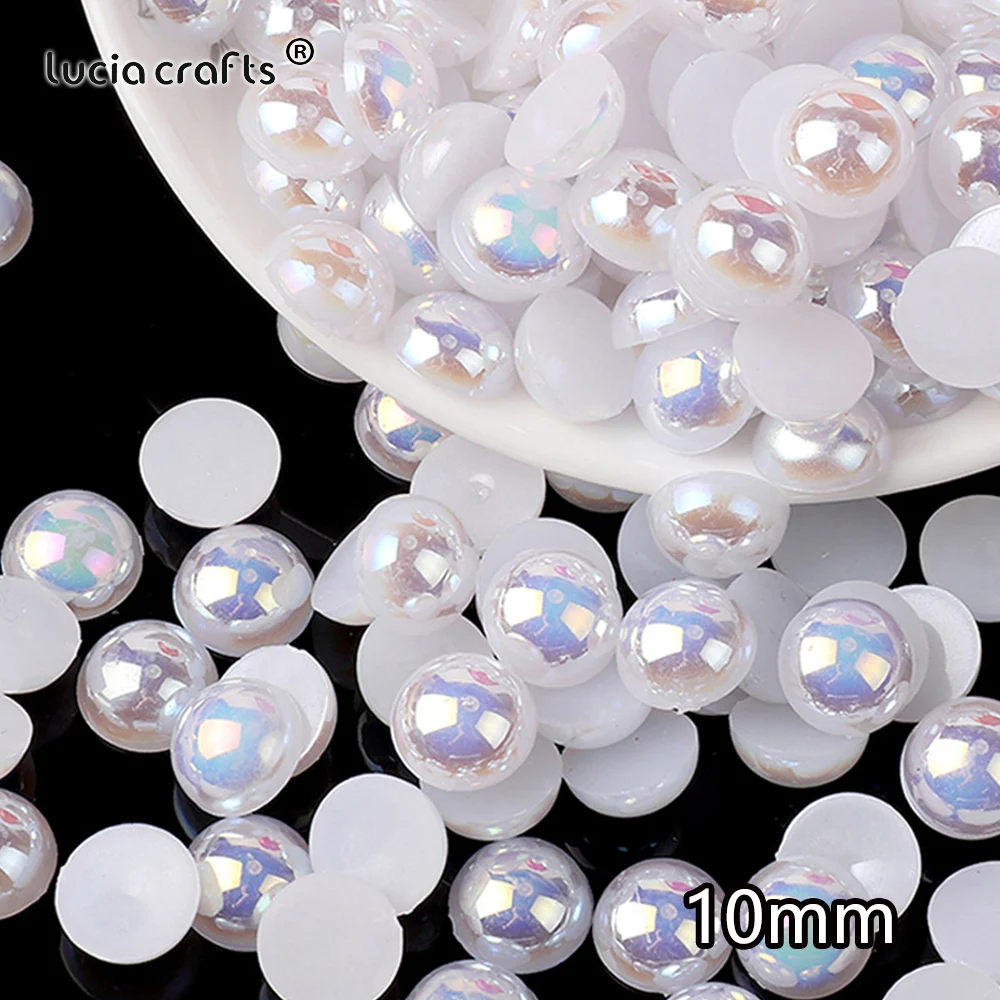 3/4/5/6/8/10mm AB White Pearl Bead Half Round Flatback Beads For DIY Crafts Bag Shoe Nail Art Decoration B0321