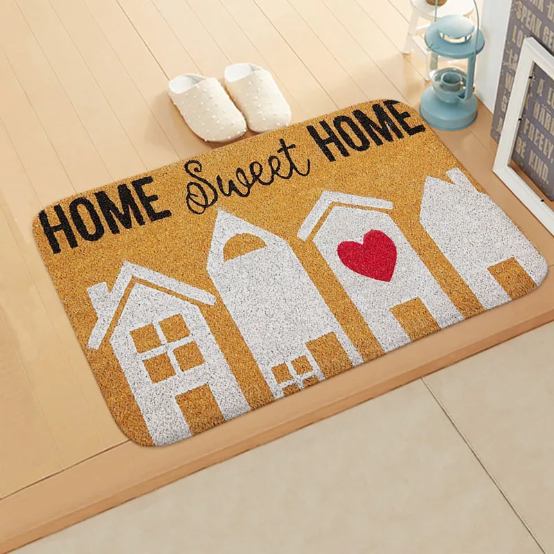 Welcome Doormat Welcome Letters Anti-Slip Door Mat Carpet Doormat Letters Flannel Outdoor Kitchen Living Room Floor Mat Rug