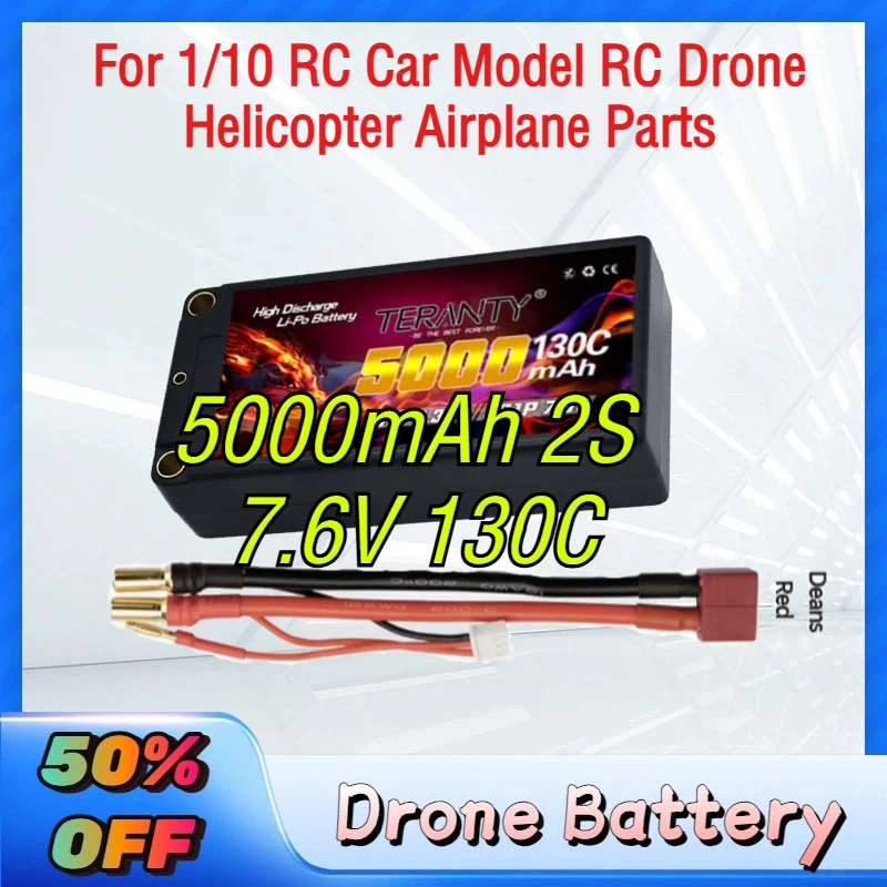 

Upgraded 130C HV 5000mAh 2S 7.6V Drone Battery Lithium for 1/10 Remote Control Car Model RC Drone Helicopter Airplane Parts