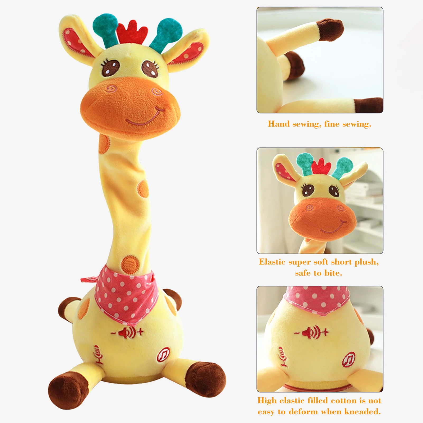 

Glowing Electric Rocking Giraffe Toy Singing Talking Interactive Plush Animal with Music Learning Mode for Toddlers Safe Design