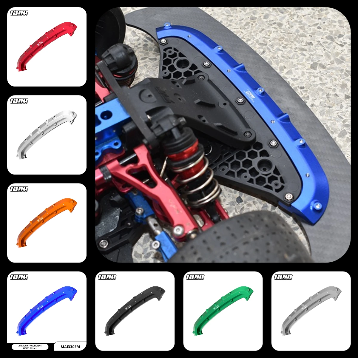 

GPM Alloy Front Bumper Mount For ARRMA 1/7 Infraction 6S Limitless V2 Felony