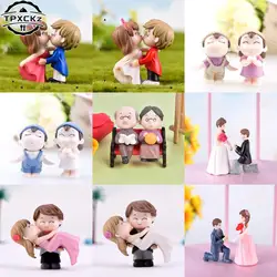 1set Mini Stool Lovers Old Couple Animals House Tree Fairy Garden Miniatures Terrarium Action Figures DIY Micro Landscape Decor