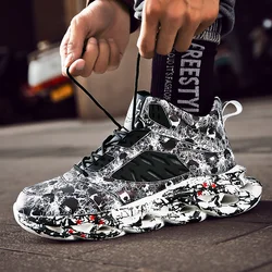 Fashion Men's Hip Hop Street Dance Shoes Graffiti High Top Chunky Sneakers Autumn Summer Casual Mesh Shoes Boys Zapatos Hombre