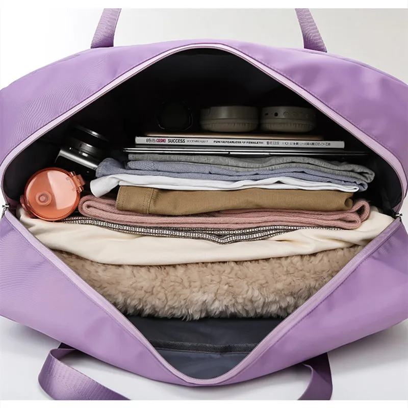 سعة كبيرة محمولة من النايلون، تخزين متحرك، حقيبة أمتعة قابلة للطي، حقيبة سفر متعددة الوظائف على الكتف