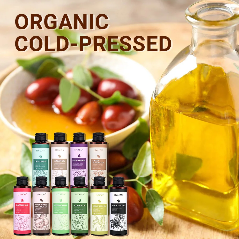 新しいココナッツマッサージオイル、ホホバヘアマッサージケアオイル、アーモンド、グレープ、ローズヒップ、アボカド、キャリアオイル、ブラックシード、小麦胚芽、ボディスキンケア