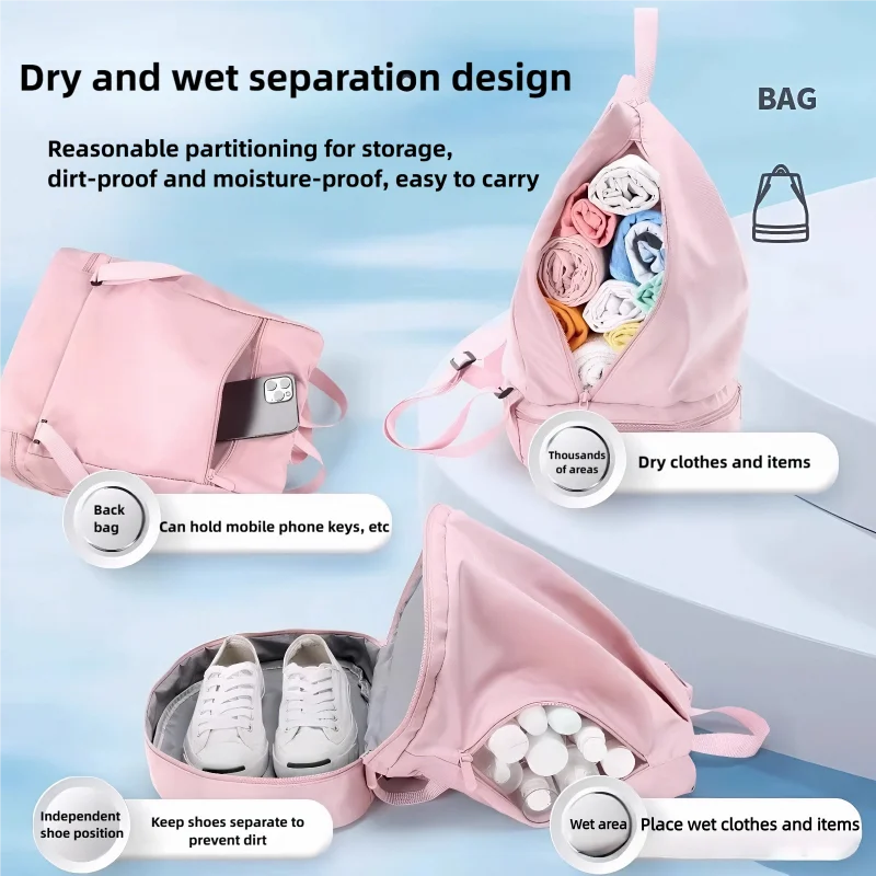 Swimming Backpack is A Large Capacity Dry Wet Separation Bag Suitable For Swimming Fitness And Travel Enthusiasts - Waterproof