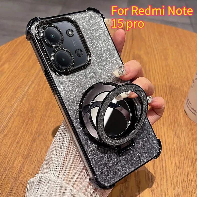 

Модный блестящий чехол-зеркало с магнитом для Redmi Note 15 Pro Plus 15 15C Poco C85, противоударный, с защитой камеры и воздушной подушкой