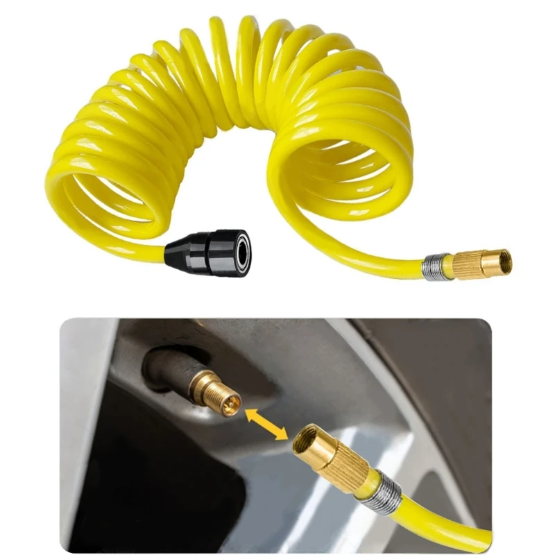 Tire Air Compressor Hose Universal Pump Extension Tube Flexible Recoil Air Inflator Connector Replacement Inflator Hose 3m/5m