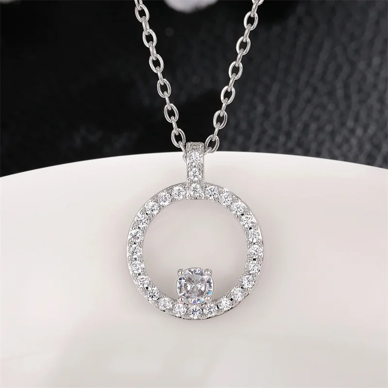 عقد عروس من الزركونيا المكعبة هيتان الأبيض للنساء ، مجوهرات رائعة ، على شكل دائرة ، متألقة ، الموضة الحديثة ، الشحن عبر سلسلة التجزئة #5