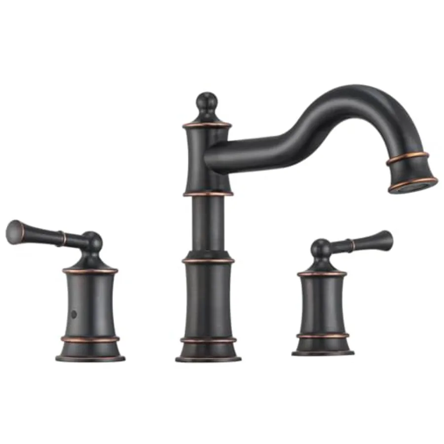 

Винтажный латунный смеситель для ванны Roman с вентилями, 12-16 дюймов, с широким расстоянием между отверстиями, на 3 отверстия, для установки на бортик, с высоким напором, поворотный на 360°