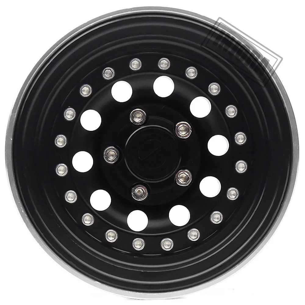 INJORA 4PCS Black 1.9 Aluminum Alloy Beadlock Wheel Rim for 1:10 RC Crawler Axial SCX10 90046 AXI03007 TRX4 Bronco