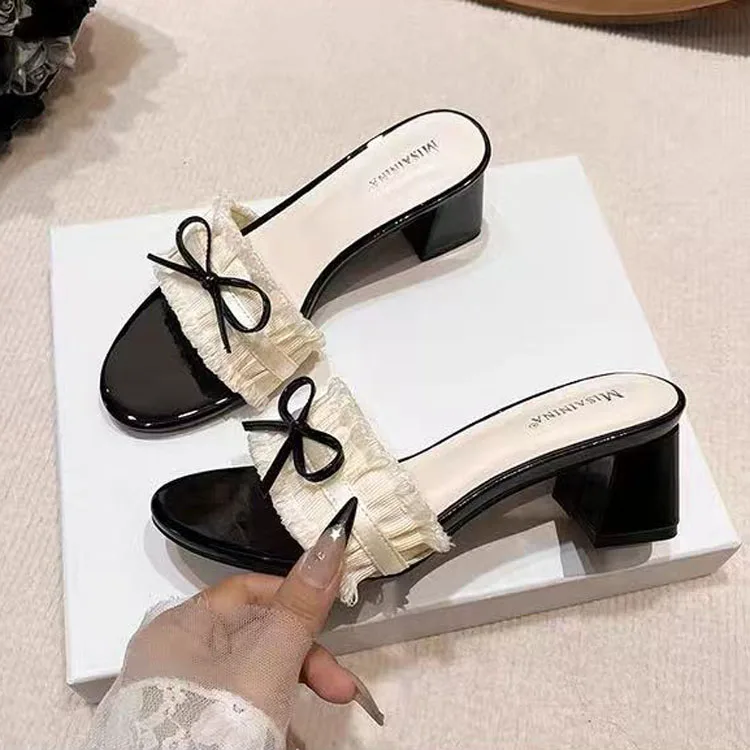 

Elegant Knot High Heel Sandals Women's Summer Fashionable Flat Footwear Suitable for Long Wear Comfortable Slip-On ...
