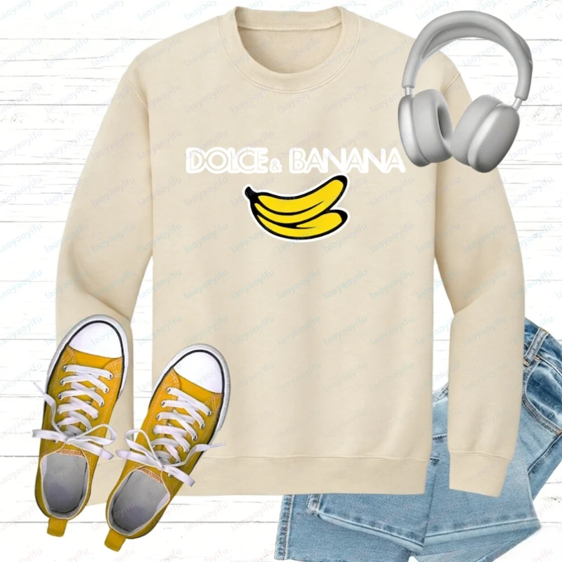 Dolce & Banana Kazak Komik Moda Mizah Kış Giysileri Kadın Streetwear Kadın Büyük Boy Hoodie Y2k Giysileri Harajuku Tops