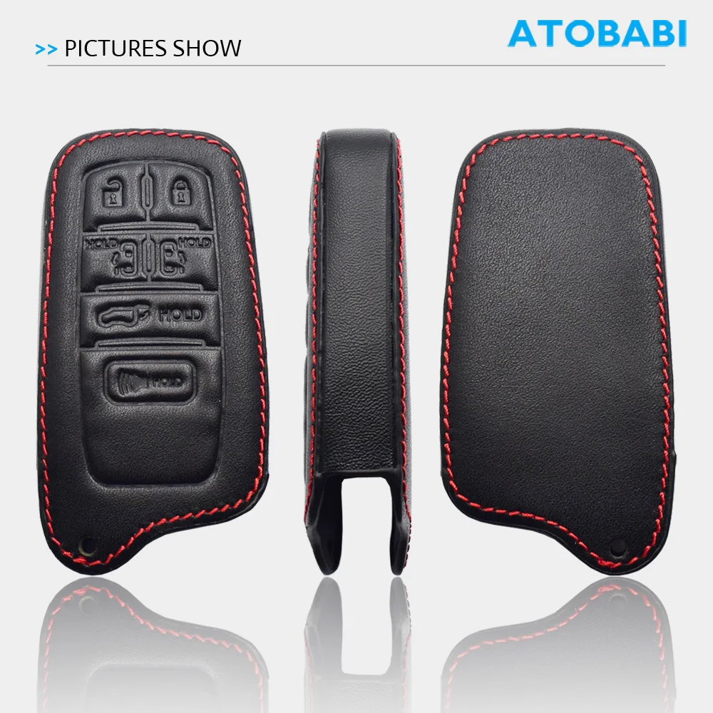 Leather Car Key Cover Smart Remote Fob Protector Case Auto Accessories For Toyota Sienna 2021 2022 Base Outdoor Platinum XLE XSE