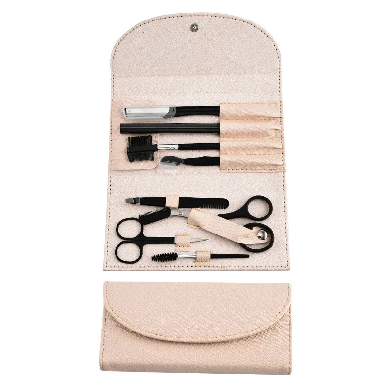 Kit per toelettatura sopracciglia da 8 pezzi con modellatore per sopracciglia, matita per sopracciglia e pinzette per donna e uomo, set completo