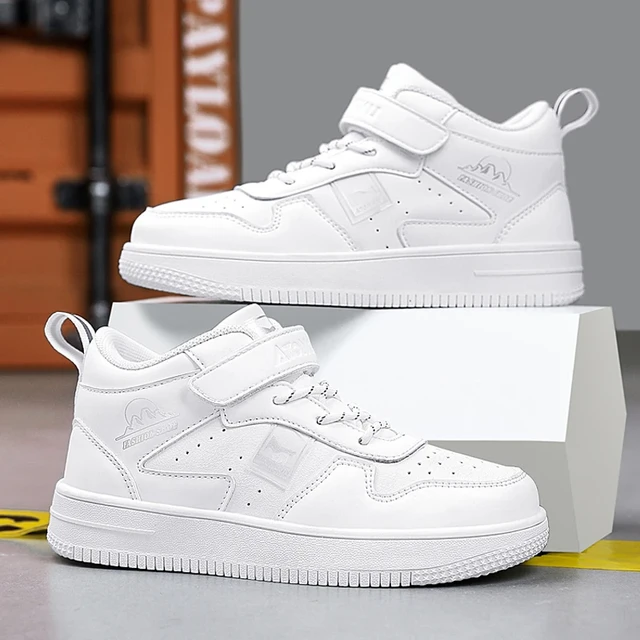 Zapatillas de deporte de cuero blanco para ninos y ninas zapatos informales de moda para la escuela 6 a 12 anos Tenis deportivos para correr AliExpress