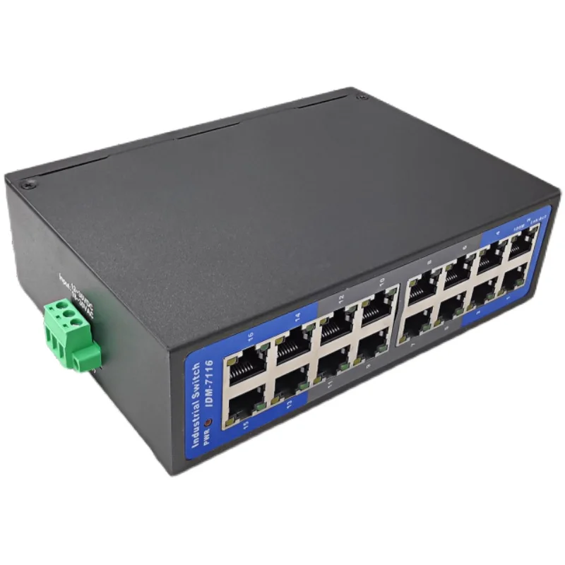 IDM-7116 Industrial 16 Port 100M Ethernet Switch Non Managed Din-Rail 24V Working at -20 to70 °C