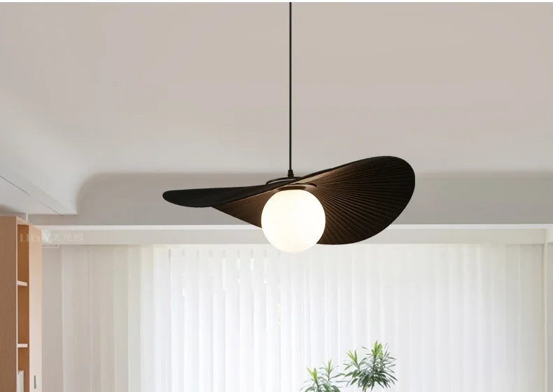 Nordic Home Deocr Hat Pendant Lights White Black Pleated