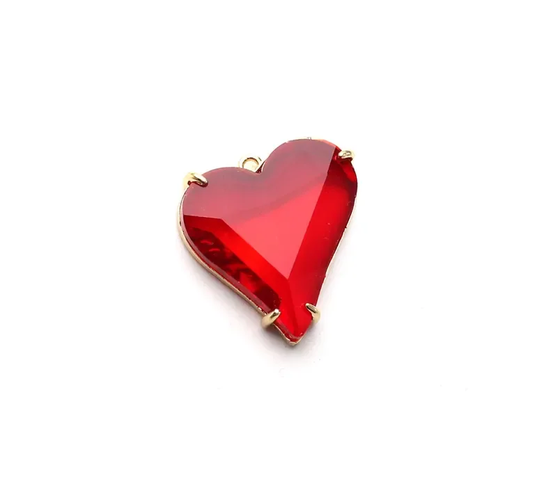 6pcs Crystal Heart Pendant, Faceted Heart Earring Charms, Birthstone Charm, Necklace Pendant, Jewelry Making, 27x26mm -C015