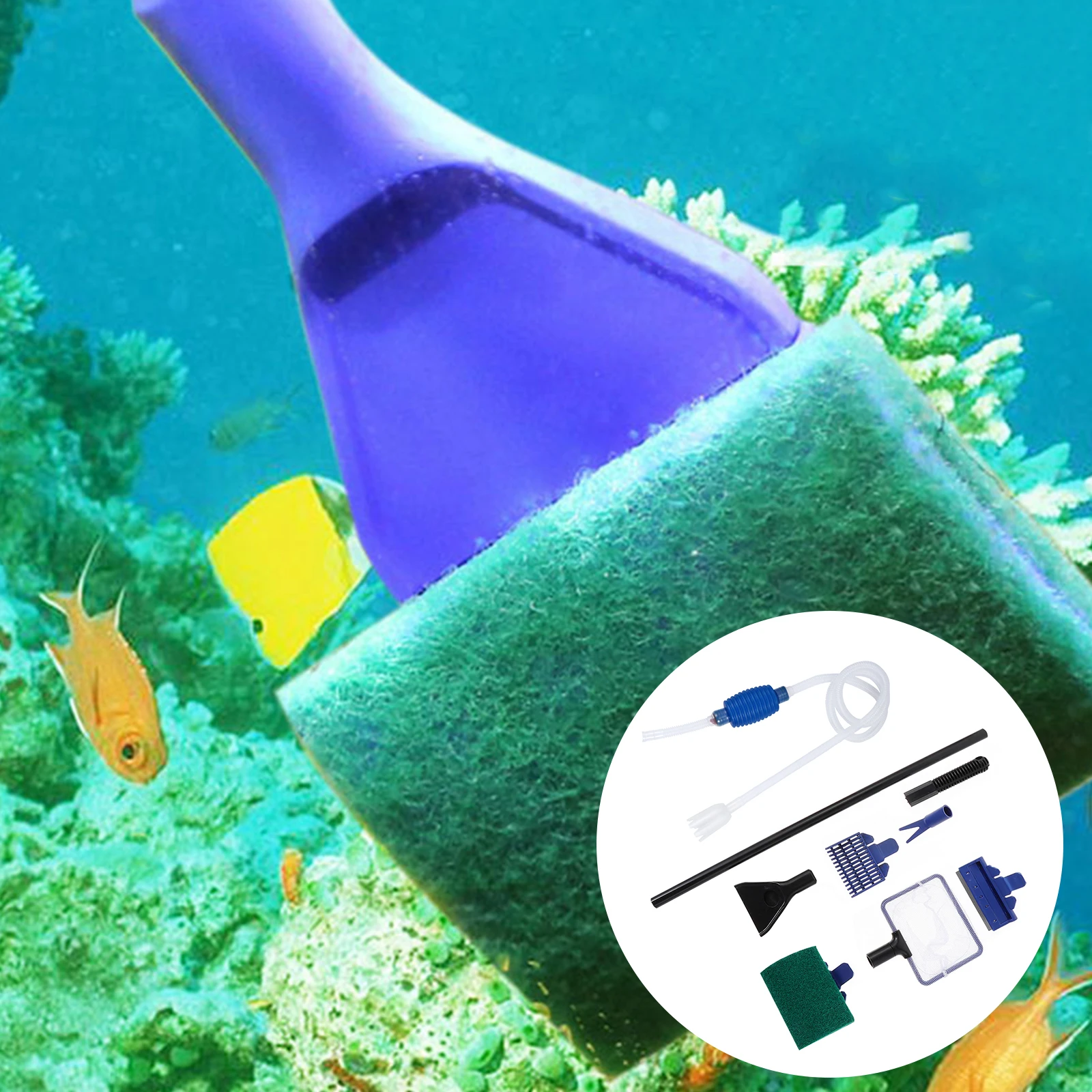 

1Set Fish Tank Cleaner Siphon Aquarium Filter Water Changer Sand Washing Tool Flexible Tube Anti-Freeze for Small Medium Tanks