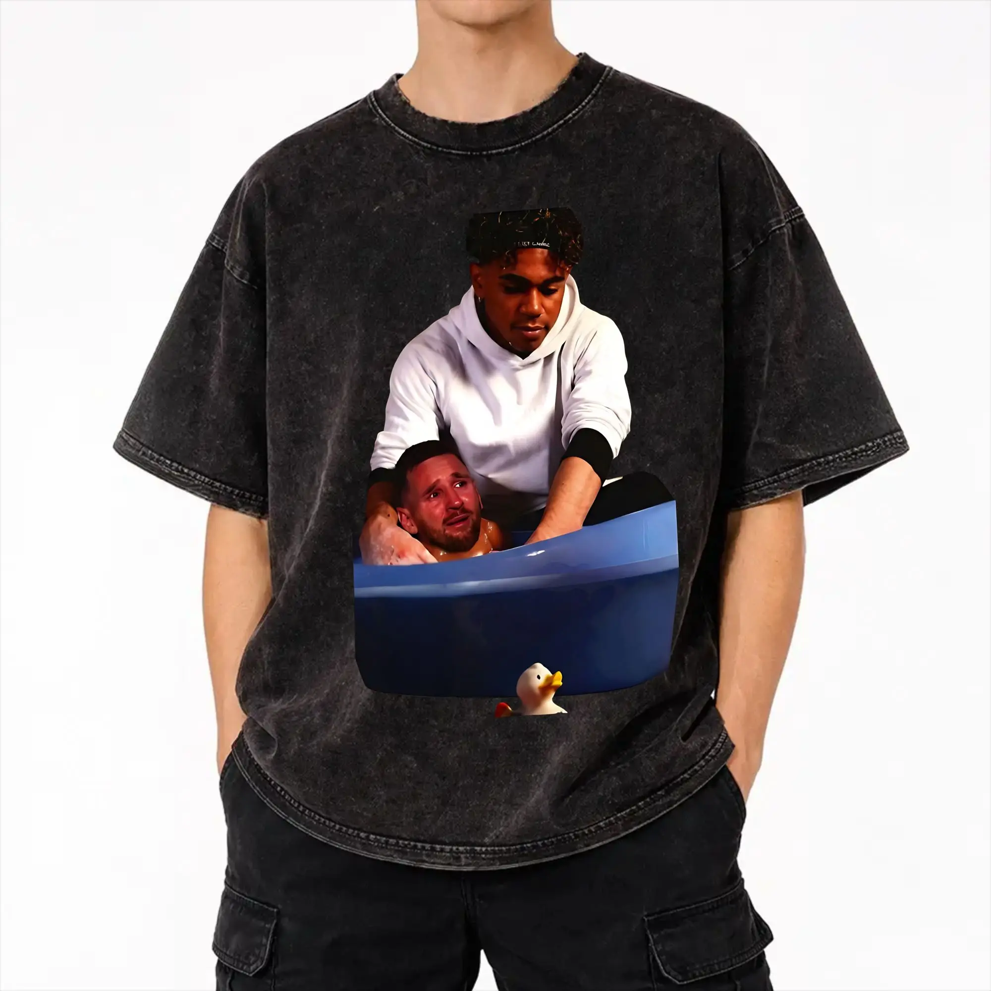 Messies & Yamals Take a Bath Washed T Shirt Streetwear Hip Hop Casual T-Shirts  Tees for Men Women Short Sleeve Harajuku