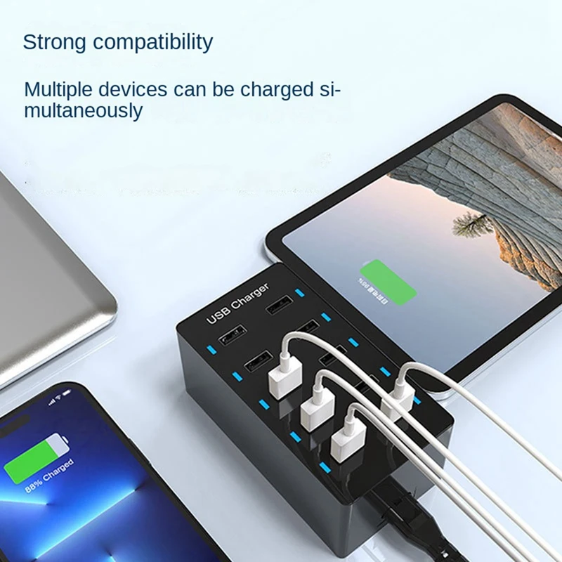 

1 шт., зарядное устройство с USB-портами, 10 портов, 50 Вт