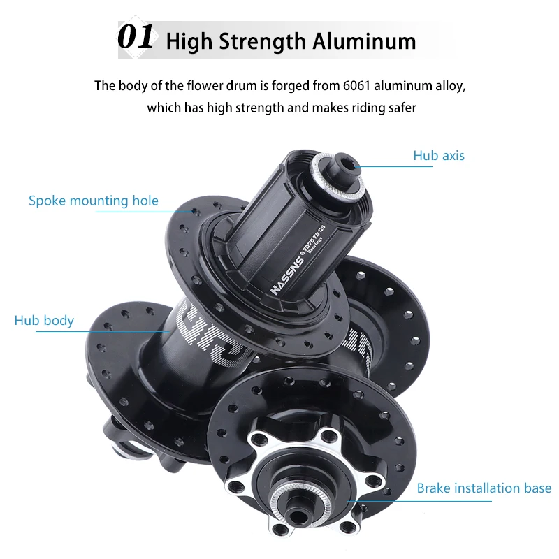 HASSNS Bicycle Hubs 36Holes Freehub MTB Bike Hub Disc Brake