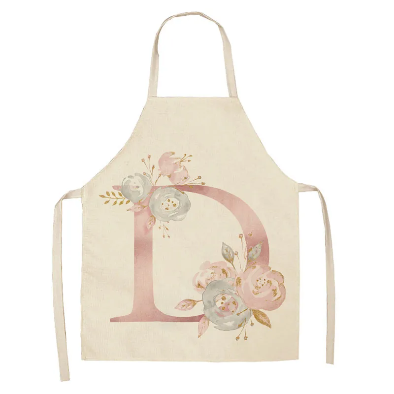 Pink Letter Pattern Kids Aprons Kitchen Baking Accessories Linen Aprons Women\'s Home Cooking Stain Resistant Aprons