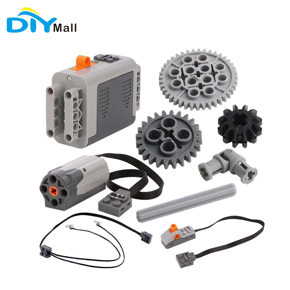 9Pcs/Set MOC Multi Power Functions Technical Parts M Motor AA Battery Box Current Control Switch 8883 8881 8869 92906 for Train