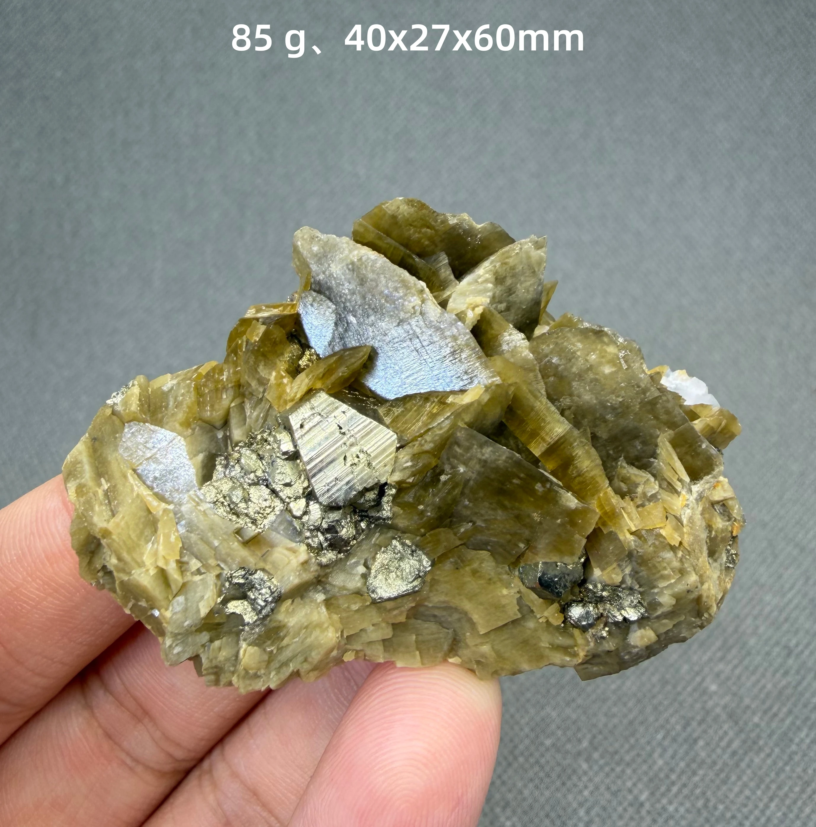 85 g Natural Siderite with Pyrite Alternating mineral specimen + crystals and stones Quartz