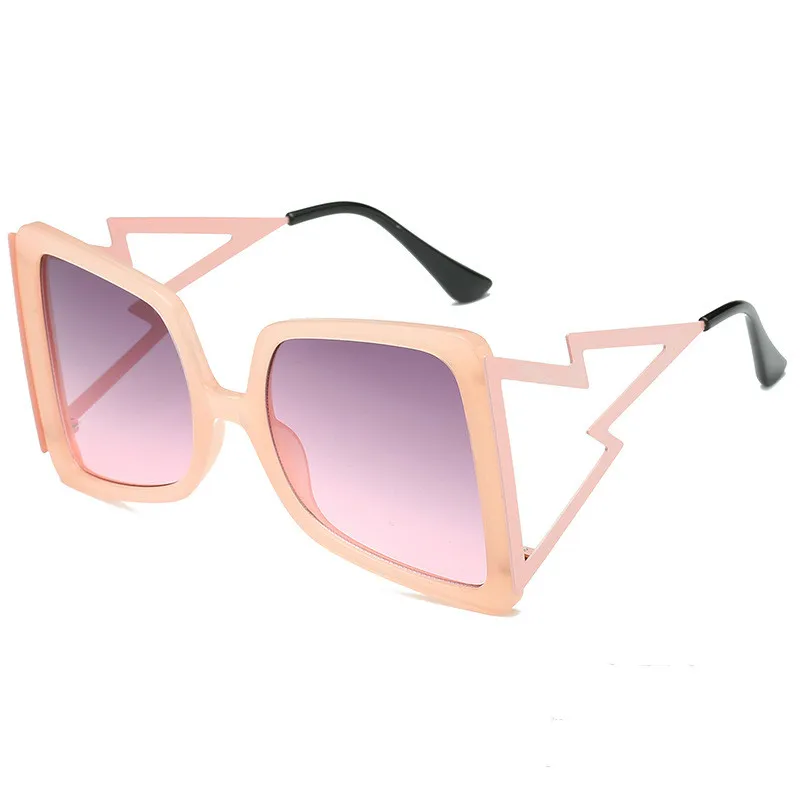 Hollow Oversize Square Sunglasses For Women 2024 New Fashion Bow Shape Bee Sun Glasses Female Gradient Black Pink Big Shades