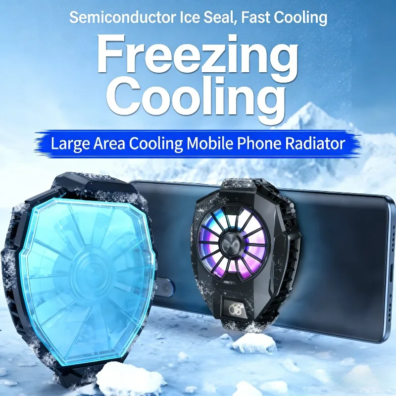 

Phone Semiconductor Back Clip Phone Cooler with Digital Temp Display RGB Light Fast Cooling For iPhone 17~12 Pro Max Smartphone