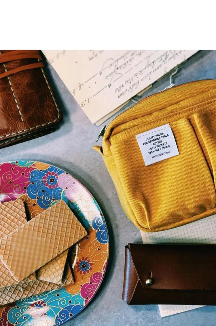 Große Kapazität Canvas Aufbewahrungstasche Einfaches Design für Gymnasiasten Mehrschichtiges Federmäppchen und Tasche für Jungen und Mädchen – Detail 9