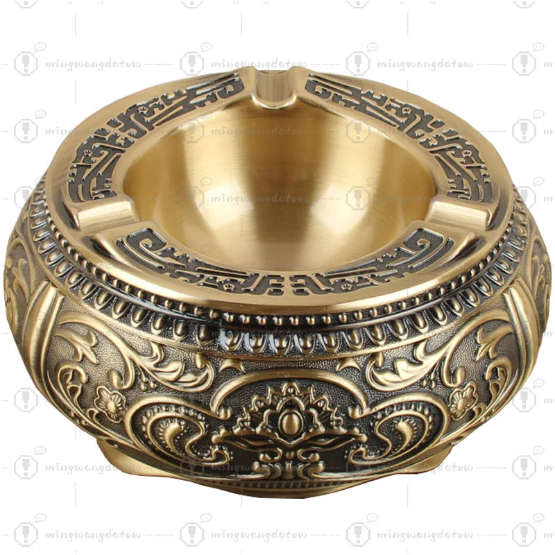 

Европейская люксовая пепельница с крышкой, винтажная бронза, ветрозащитная и пыленепроницаемая, для домашнего декора