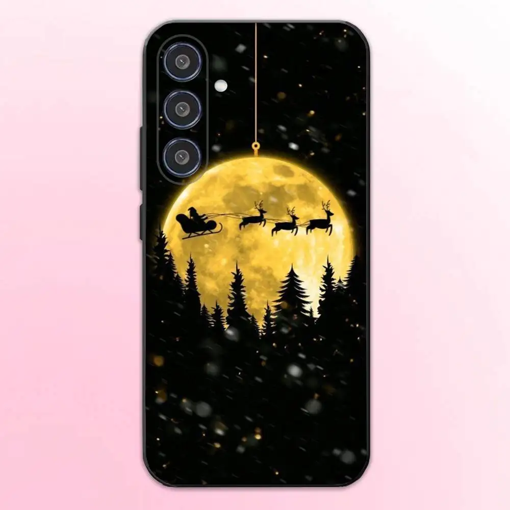 メリークリスマスツリーギフト電話ケースサムスンギャラクシーA73、A72、A71、A70、A53、A52、A51、その他ソフトブラックカバー用