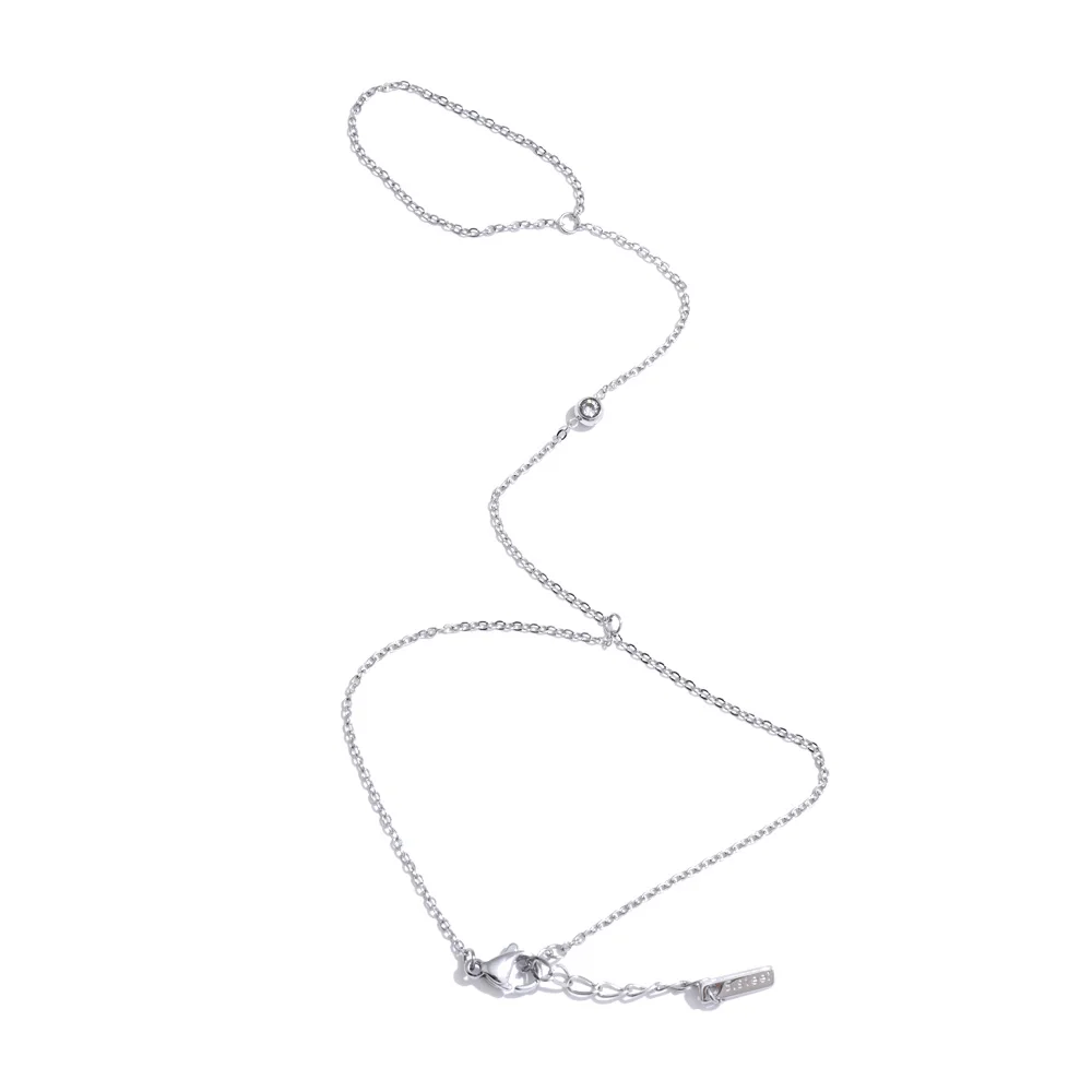 Yhpup Hot Stijl Zirconia Ronde Achterkant van de Hand Ketting Vinger Armband Roestvrij Staal Chique Mode-sieraden Groothandel 2025 Nieuw