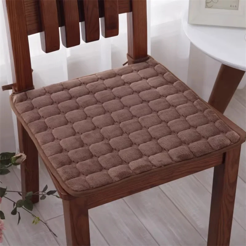 Autumn and Winter Plush Dining Chair Anti-slip Pad Simple Household Soft Stool Mat Study Room Solid Color Computer Chair Cushion