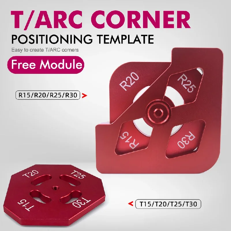 Arc / T Corner Radius Quick Jig Router Trimming Corner Gauge Aluminum Alloy Angle Locator Template DIY Woodworking Tools Kit