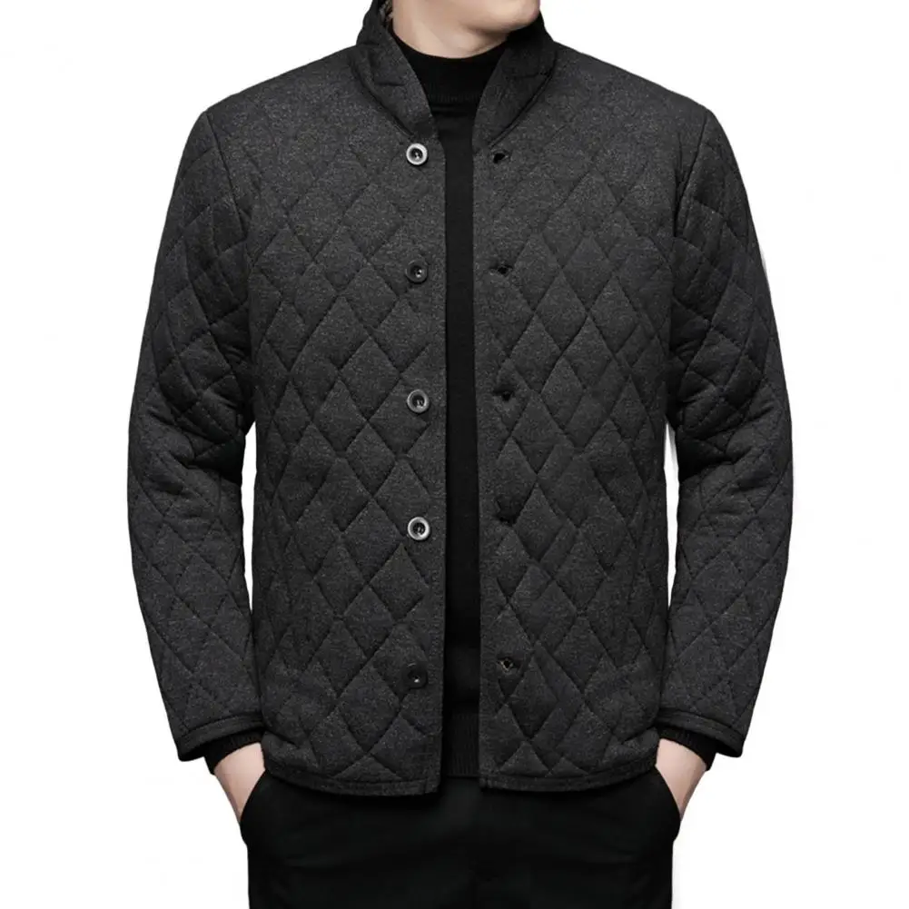 Autumn Winter Men Quilt Cotton Jacket Quilted Padded Thickened Coat Lamb Fleece Plush Overcoat Pockets Male Outwear Men Clothes