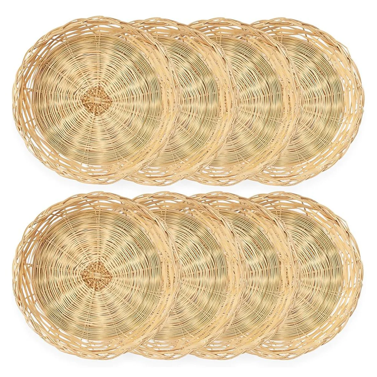 8 Pack Bamboo Paper Plate Holders, 10 Inches Reusable for Dinner Plates Hand Woven Wicker Paper Plate Baskets