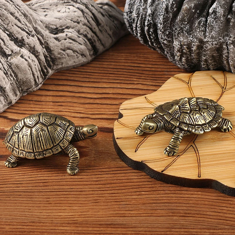 Glückliche kleine Geldschildkröte Retro Schildkröte Statue Desktop Ornamente massive Kupfer Figuren Home Dekoration