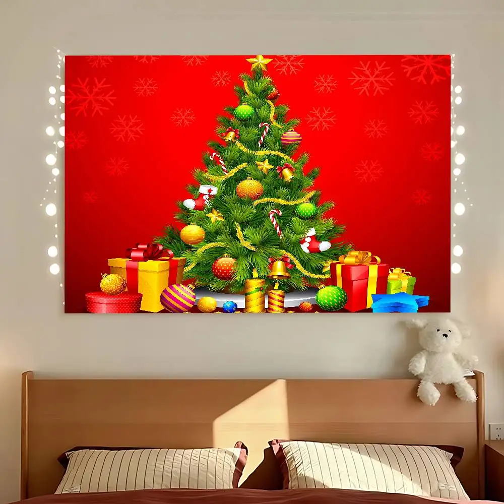Christmas Tree Gift Cartoon Flag Wall Hanging Banner Decoration Household Home Decor