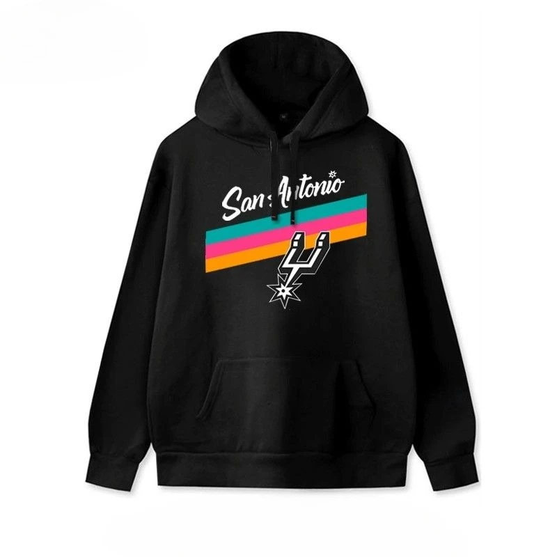 Sudaderas con capucha de SAN Antonio Spurs para hombres y mujeres, manga larga retro americana, otoño estampado de algodón puro