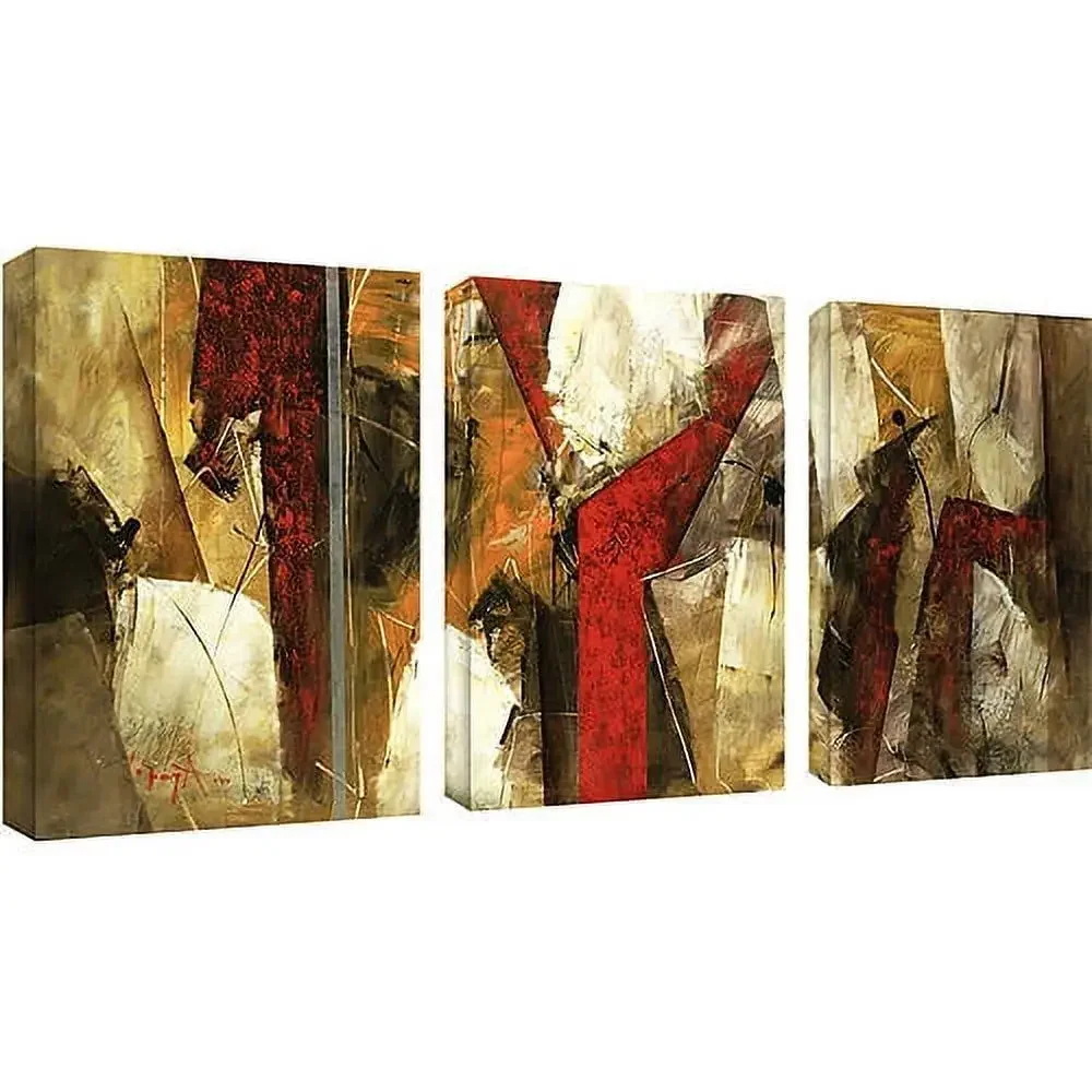 Abstract IX Canvas Art Set Home Decor 3-Piece Panel 14x19 Ready Hang Frameless White Lopez Artistic Living Room Wall Decoration